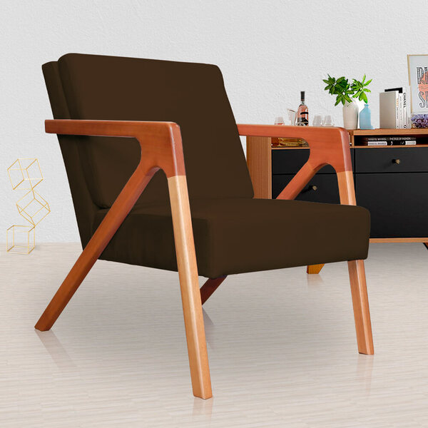 Poltrona Com Braço De Madeira Zoe Estilo Moderno Suede Escolh