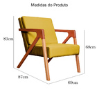 Poltrona Com Braço De Madeira Zoe Estilo Moderno Veludo Escol