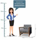 Poltrona Com Braço Luck Algodão Impermeável Azul E Branco Mad