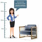 Poltrona Com Braço Mava Algodão Azul Madeira Cedro Corda Plan