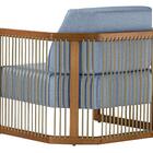 Poltrona Com Braço Mava Algodão Azul Madeira Cedro Corda Plan