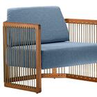 Poltrona Com Braço Mava Algodão Azul Madeira Cedro Corda Plan