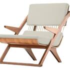 Poltrona Com Braço Moza Linho Bege Madeira Cedro Corda Náutic