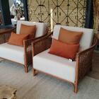 Poltrona Com Braço Oslen Algodão Bege Madeira Cedro Junco Nat