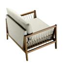 Poltrona Com Braço Pleno Algodão Bege Madeira Cedro Corda Cha