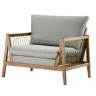 Poltrona Com Braço Pleno Algodão Cinza Madeira Cedro Corda Ch