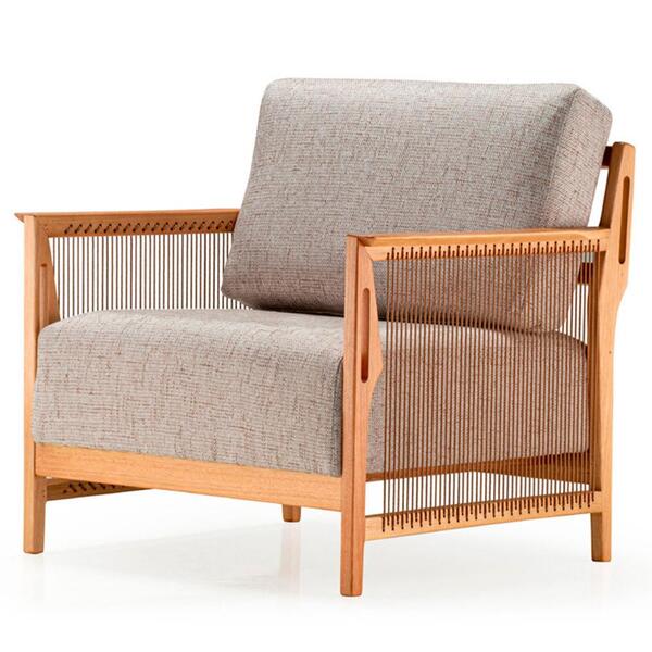 Poltrona Com Braços Los Ozki Madeira Eucalipto Cedro Tecido 4