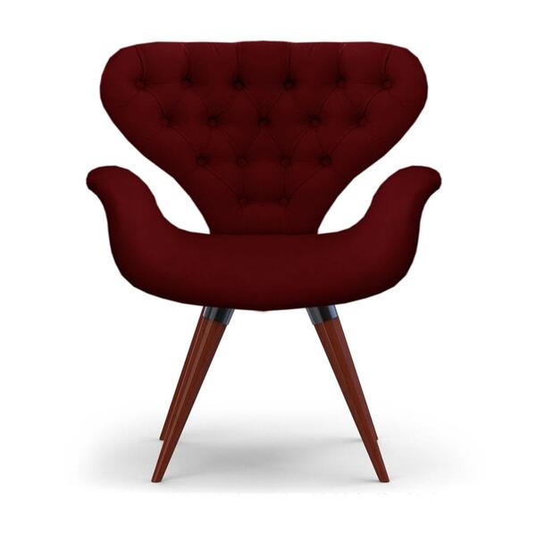 Poltrona Com Capitonê Cadeira Tulipa Bordô Base Fixa