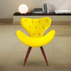 Poltrona Com Capitonê Decorativa Cadeira Egg Amarela Com Base