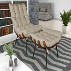 Poltrona Com Puff 152cm Costela Karine Matrix Linho Bege