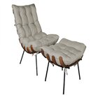 Poltrona Com Puff 152cm Costela Karine Matrix Marrom Claro