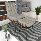 Poltrona Com Puff 152cm Costela Karine Matrix Marrom Claro