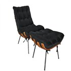 Poltrona Com Puff 152cm Costela Karine Matrix Veludo Preto