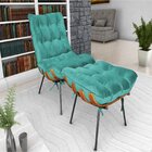 Poltrona Com Puff 152cm Costela Karine Matrix Verde Água