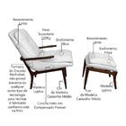 Poltrona Com Puff Cintia Pés Madeira Linho Palha G38 - Gran B