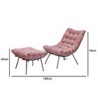 Poltrona Com Puff Costela Adão Aramada - Suede Rose