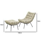 Poltrona Com Puff Costela Adão Aramada - Veludo Bege