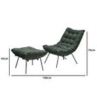 Poltrona Com Puff Costela Adão Aramada - Veludo Verde