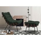 Poltrona Com Puff Costela Adão Madeira Platinum Decor Verde