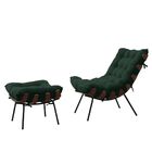 Poltrona Com Puff Costela Adão Madeira Platinum Decor Verde