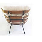 Poltrona Com Puff Costela Adão - Veludo Bege