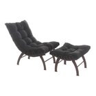 Poltrona Com Puff Costela Aramada Aço Corten/preto