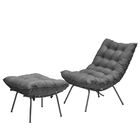 Poltrona Com Puff Costela Aramada Adão Platinum Decor Cinza