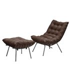 Poltrona Com Puff Costela Aramada Adão Platinum Decor Marrom