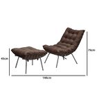 Poltrona Com Puff Costela Aramada Adão Platinum Decor Marrom