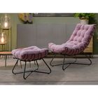 Poltrona Com Puff Costela Aramada Eva Platinum Decor Rose