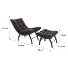 Poltrona Com Puff Costela Aramada Preto