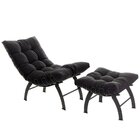 Poltrona Com Puff Costela Aramada Preto