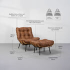 Poltrona Com Puff Costela - Caramelo