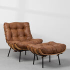 Poltrona Com Puff Costela - Caramelo