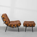 Poltrona Com Puff Costela - Caramelo