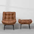 Poltrona Com Puff Costela - Caramelo