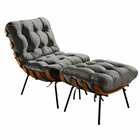 Poltrona Com Puff Costela Cinza Grafite