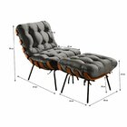 Poltrona Com Puff Costela Cinza Grafite