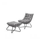 Poltrona Com Puff Costela Eva Aramada - Linho Cinza