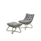 Poltrona Com Puff Costela Eva Aramada - Linho Cinza