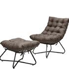 Poltrona Com Puff Costela Eva Aramada - Linho Marrom