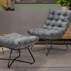 Poltrona Com Puff Costela Eva - Linho Grafite