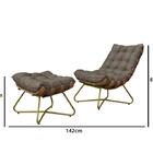 Poltrona Com Puff Costela Eva - Linho Marrom