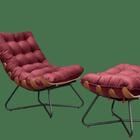 Poltrona Com Puff Costela Eva - Veludo Bordo