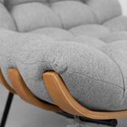 Poltrona Com Puff Costela Linho Cinza