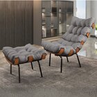 Poltrona Com Puff Costela Linho Grafite