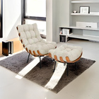 Poltrona Com Puff Costela Para Sala E Quarto Suede Bege - Wed