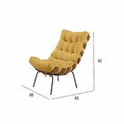 Poltrona Com Puff Costela Veludo Amarelo