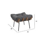 Poltrona Com Puff Costela Veludo Cinza