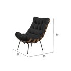 Poltrona Com Puff Costela Veludo Preto